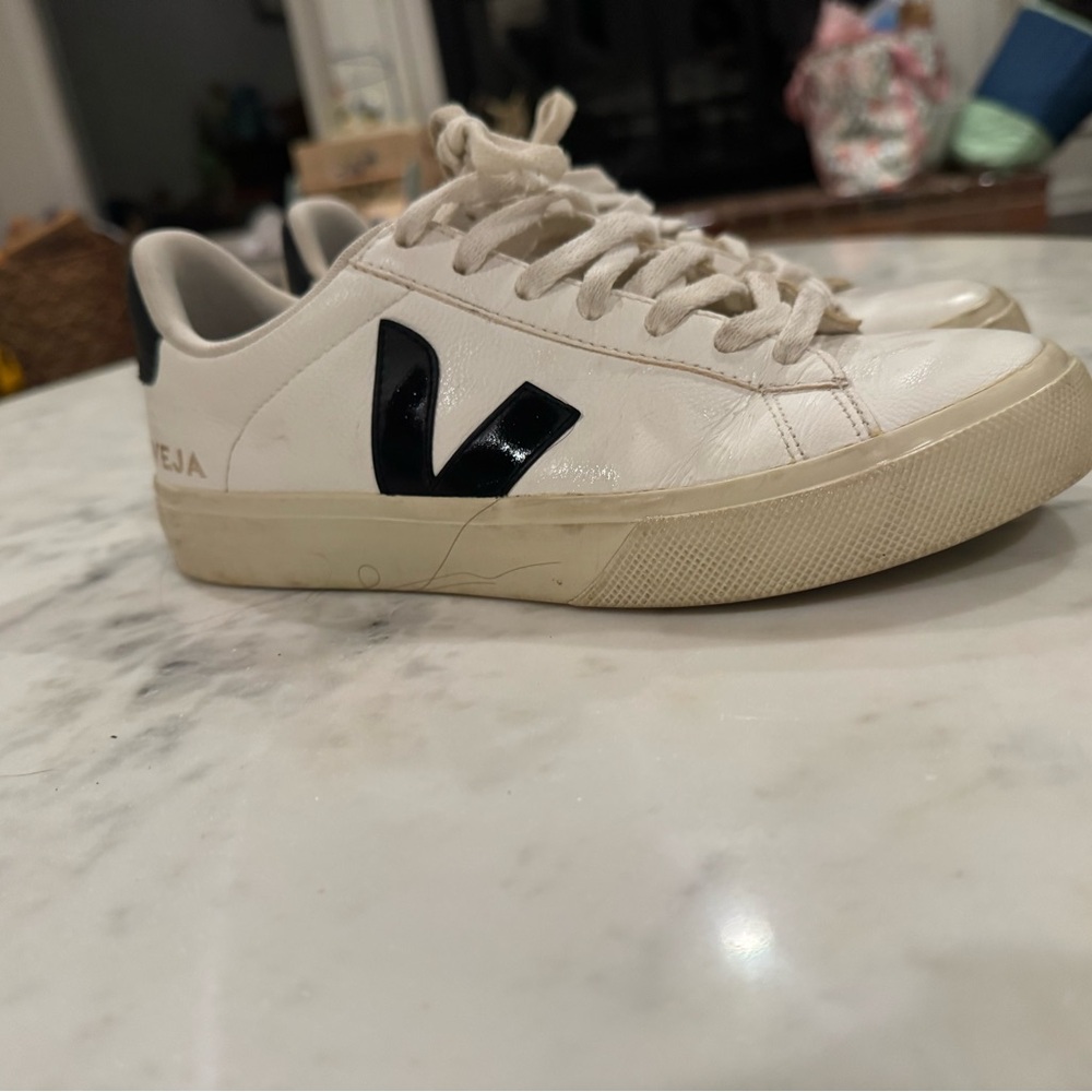 Veja Cream and Black Casual Sneakers